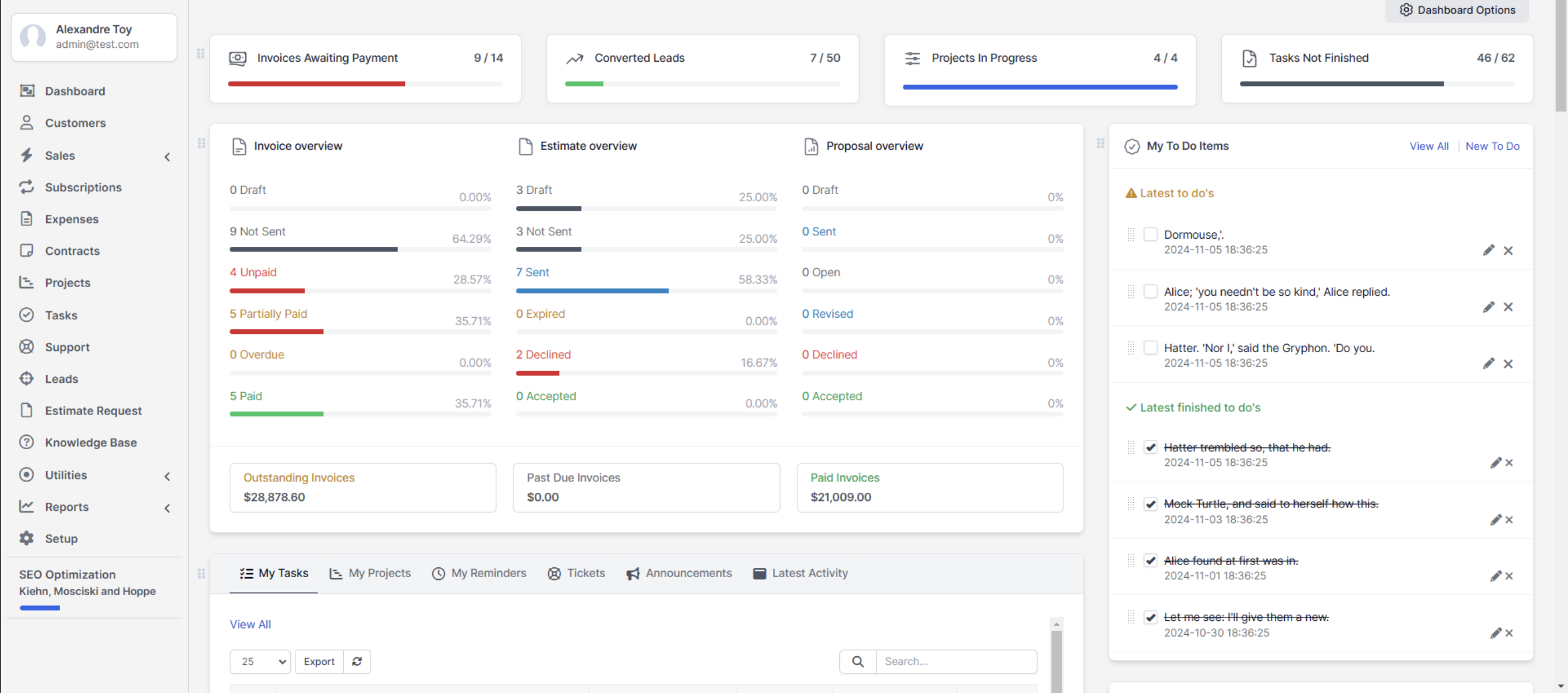 Finvo dashboard